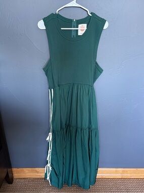 Daily Practice Bowline Sleeveless Tiered Midi Dress with Side Tie Details